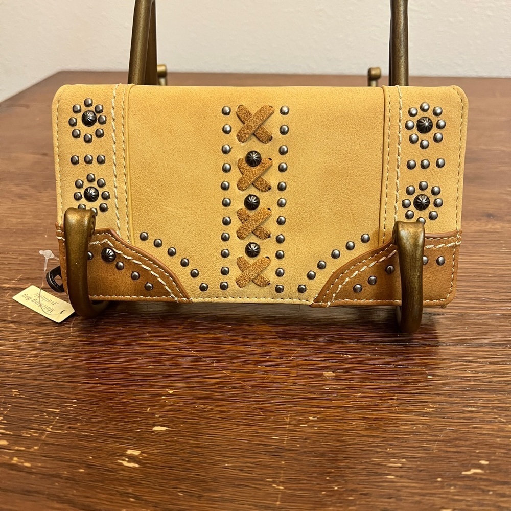 Montana West Tan Studded Western Wallet NWT